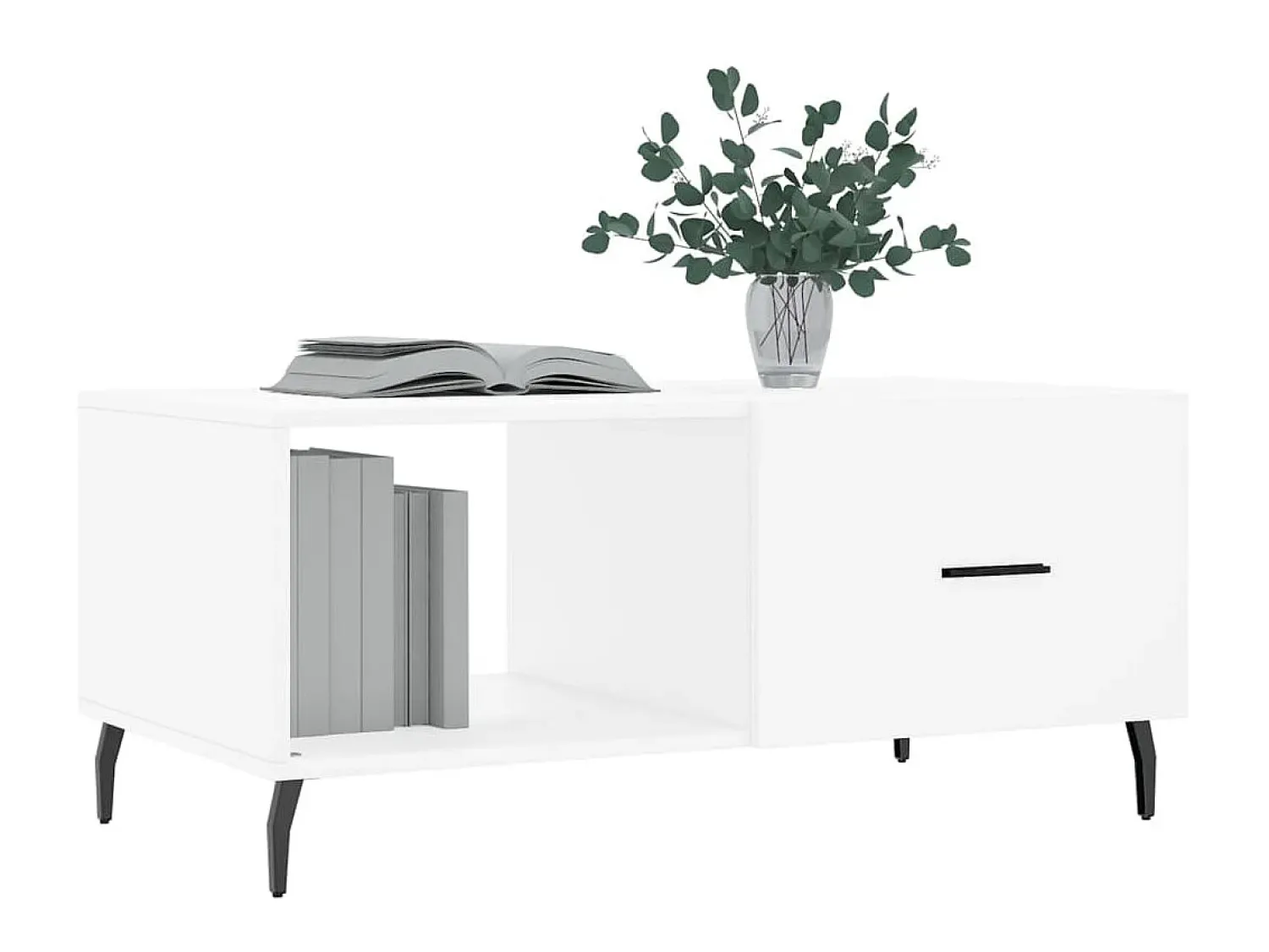Mesa De Centro| Mesa de centro 90x50x40 cm madeira processada PT982627 Branco