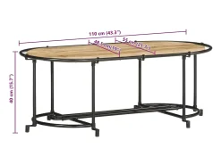 vidaxl Mesa de centro 110x55x40 cm madeira de mangueira áspera maciça^ Mesa De Centro
