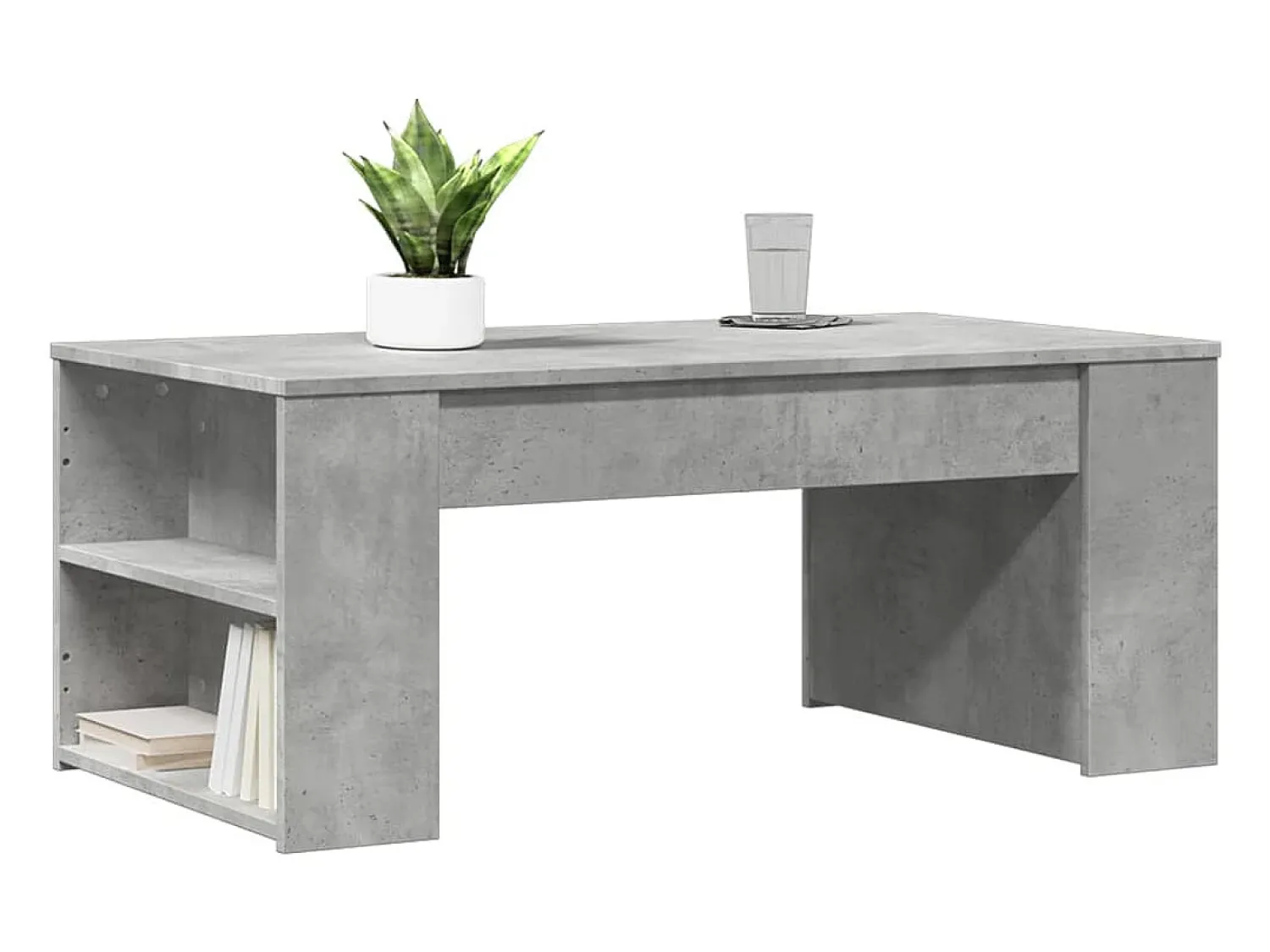 Mesa De Centro* Mesa de centro 102x55x42 cm madeira processada cinza cimento PT366432 Cinzento