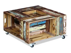 Clearance Mesa de centro 70x70x35 cm madeira reciclada maciça PT580504 Multicor