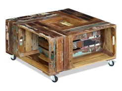 Clearance Mesa de centro 70x70x35 cm madeira reciclada maciça PT580504 Multicor