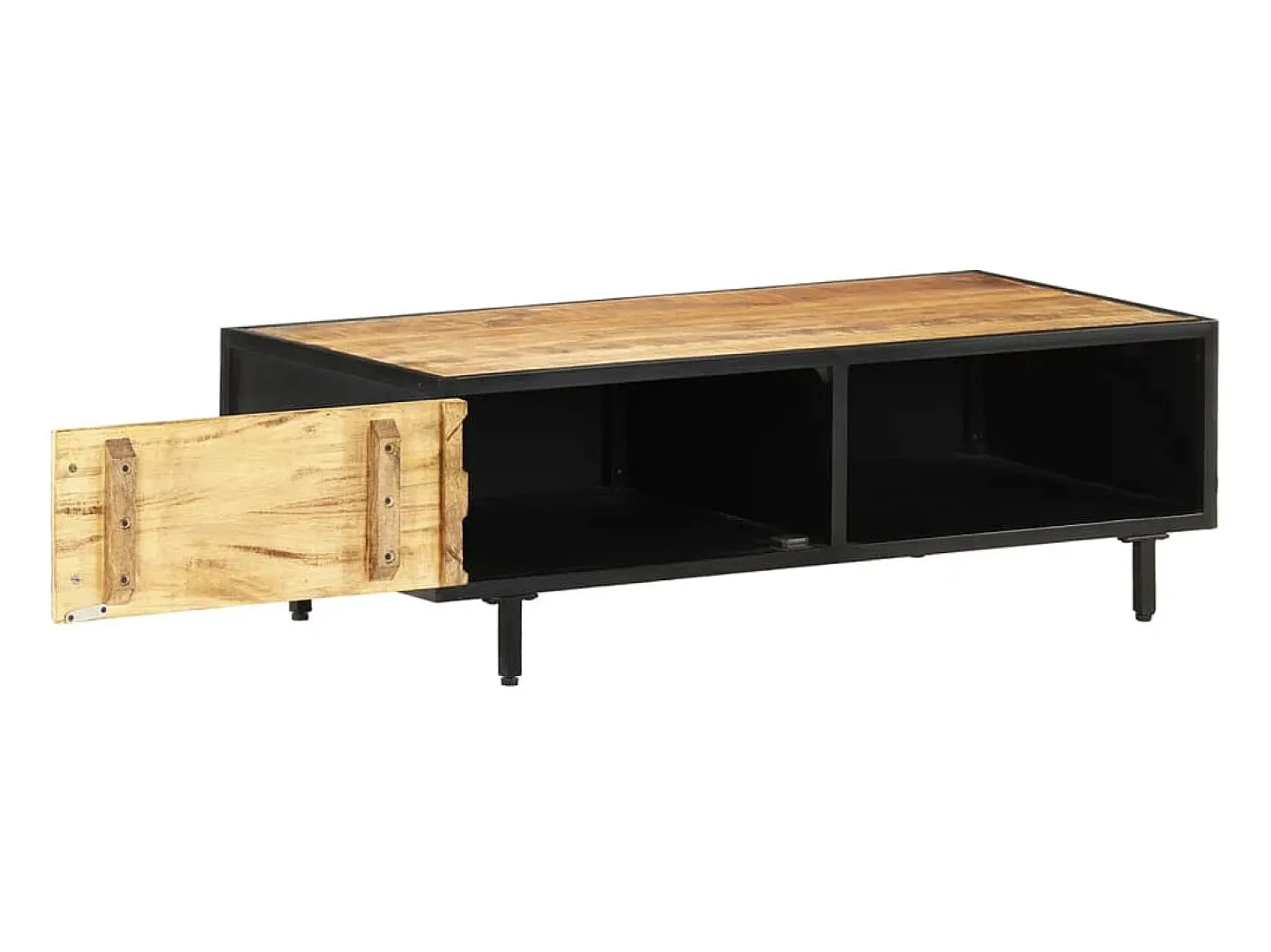 Clearance Mesa de centro 105x50x35 cm madeira de mangueira áspera PT251807 Castanho