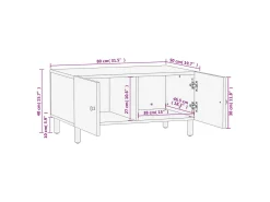Best vidaxl Mesa de centro 80x50x40 cm madeira de mangueira maciça Preto