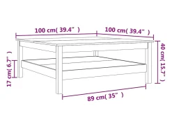 Mesa De Centro*vidaxl Mesa de centro 100x100x40 cm madeira pinho maciça castanho cera Natural claro