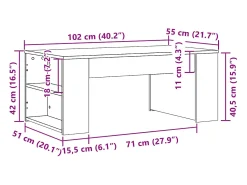 New vidaxl Mesa de centro 102x55x42 cm madeira processada carvalho sonoma Natural claro