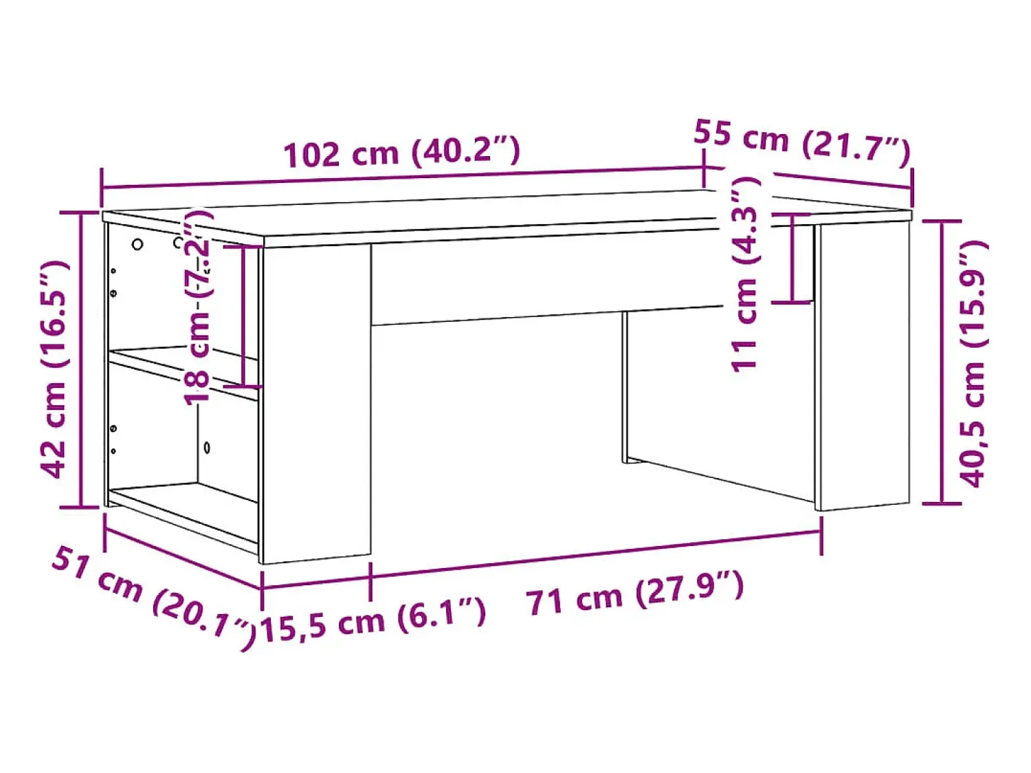 New vidaxl Mesa de centro 102x55x42 cm madeira processada carvalho sonoma Natural claro