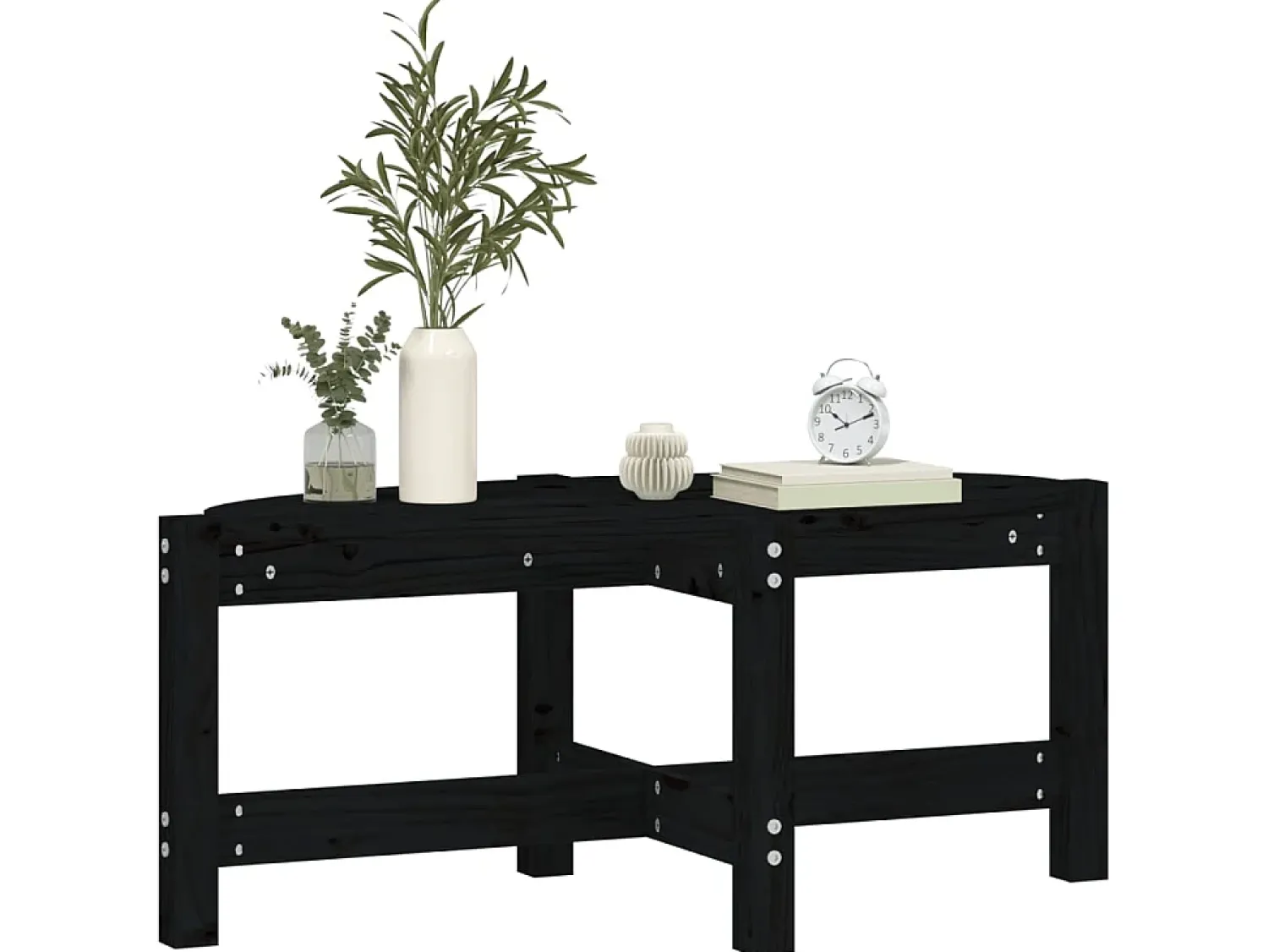 New Mesa de centro 87x48x35 cm madeira de pinho maciça PT363390 Preto