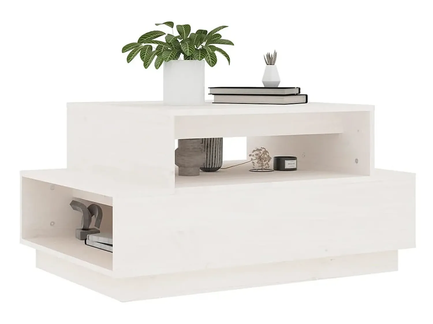 Mesa De Centro| Mesa de centro 80x55x40,5 cm madeira de pinho maciça PT506273 Branco