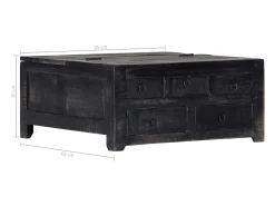 Mesa De Centro*vidaxl Mesa de centro 65x65x30 cm madeira de mangueira maciça Preto