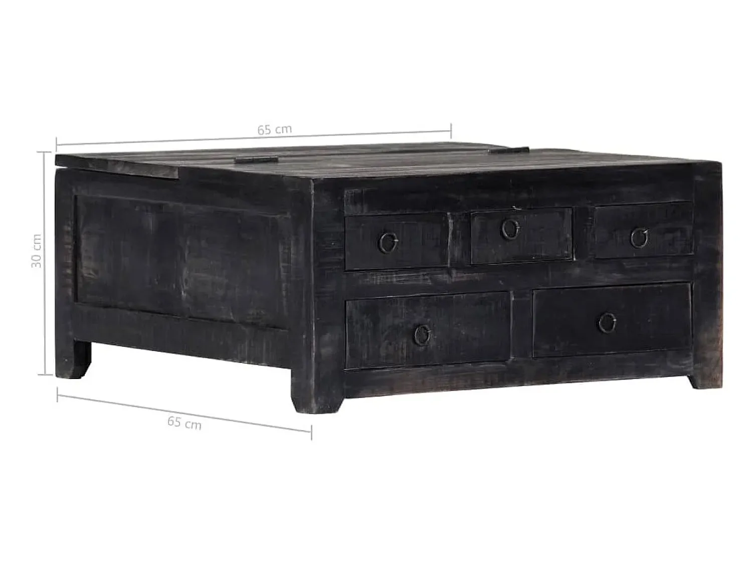 Mesa De Centro*vidaxl Mesa de centro 65x65x30 cm madeira de mangueira maciça Preto