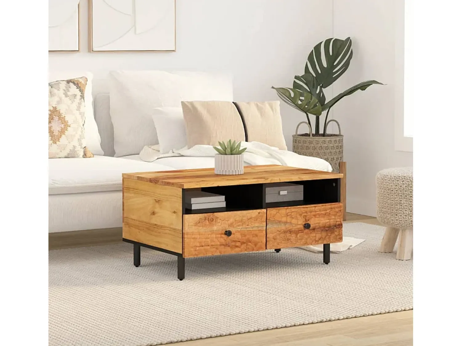 Mesa De Centro| Mesa de centro 80x54x40 cm madeira de acácia maciça PT169582 Castanho