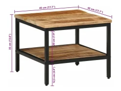Mesa De Centro|vidaxl Mesa de centro 45x45x35 cm madeira de mangueira áspera maciça Natural claro
