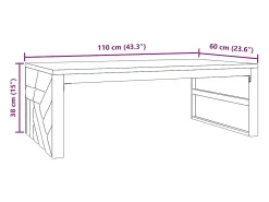 vidaxl Mesa de centro 110x60x38 cm madeira maciça teca^ Mesa De Centro