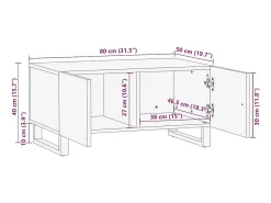 Hot vidaxl Mesa de centro 80x50x40 cm madeira de mangueira maciça Preto