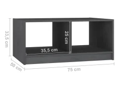 Sale vidaxl Mesa de centro 75x50x33,5 cm madeira de pinho maciça Cinzento