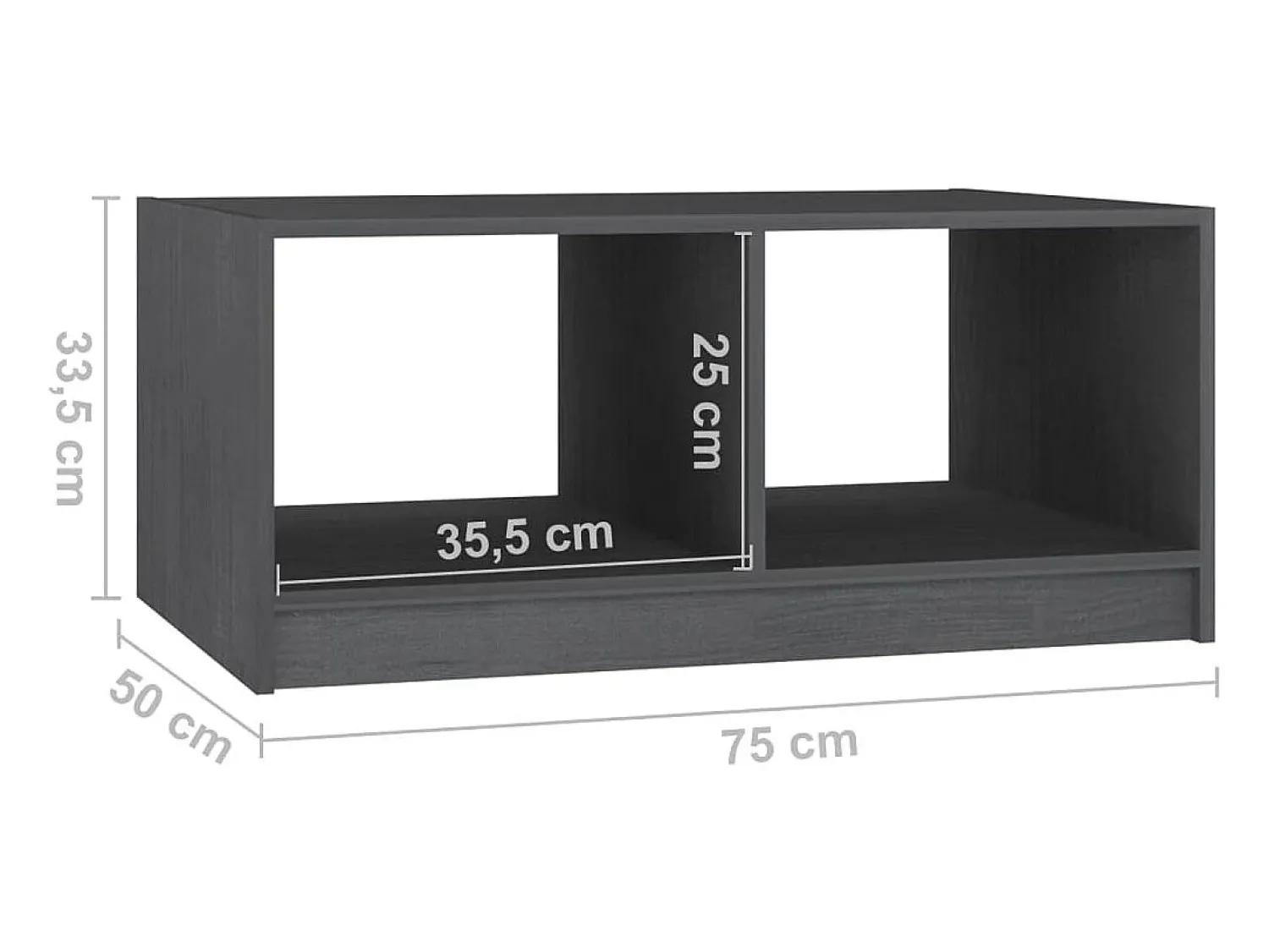 Sale vidaxl Mesa de centro 75x50x33,5 cm madeira de pinho maciça Cinzento
