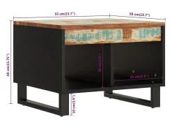 Outlet vidaxl Mesa de centro 55x50x40 cm madeira recuperada maciça Multicor