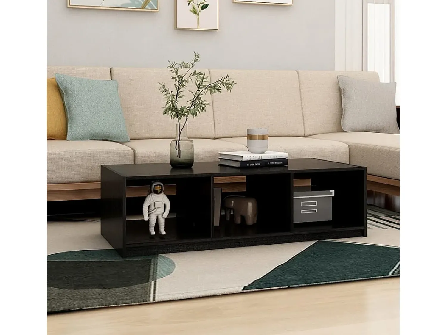 Mesa De Centro| Mesa de centro 110x50x34 cm madeira de pinho maciça PT705552 Preto
