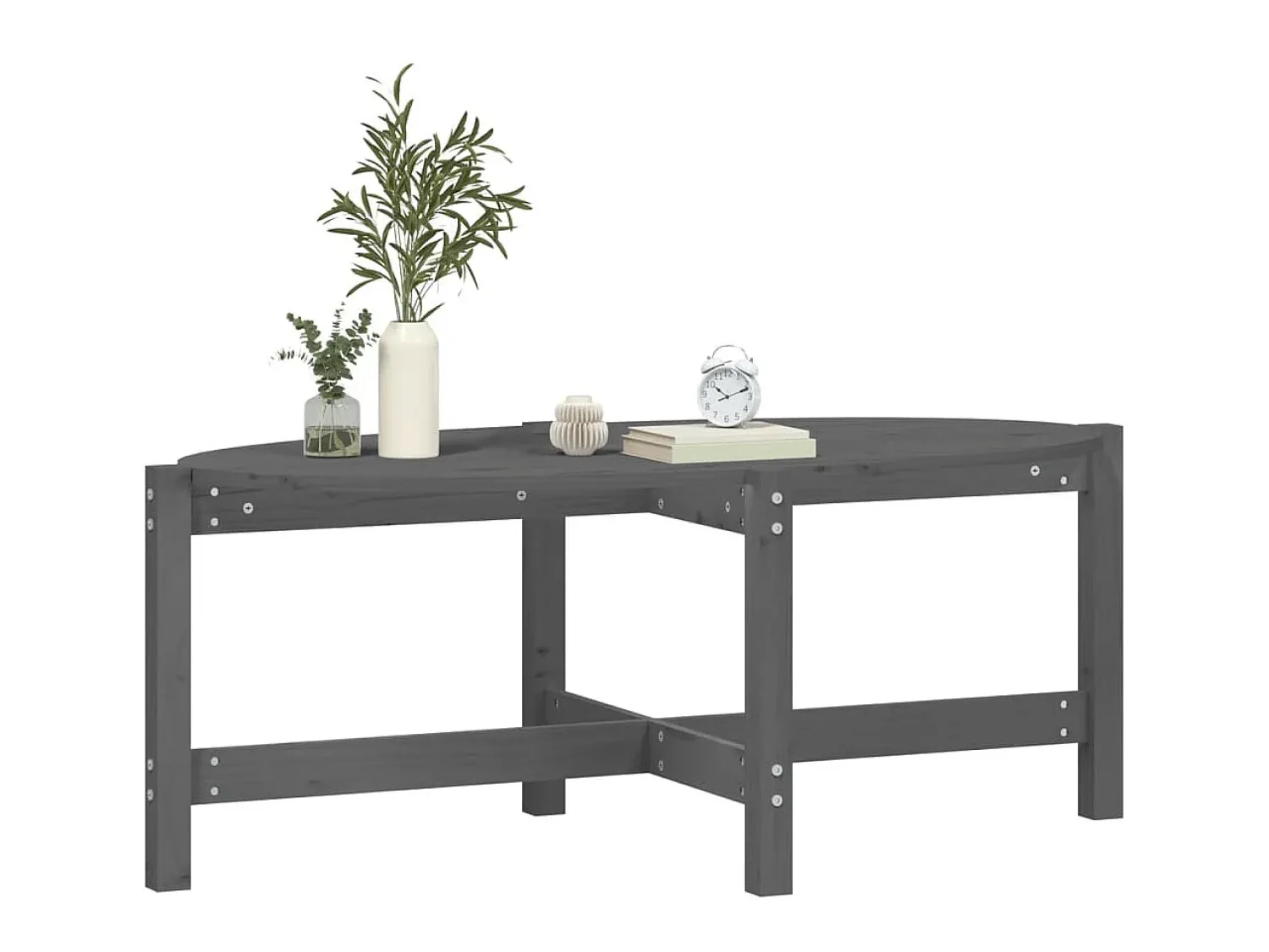 New Mesa de centro 118x63x45 cm madeira de pinho maciça cinza PT630923 Cinzento