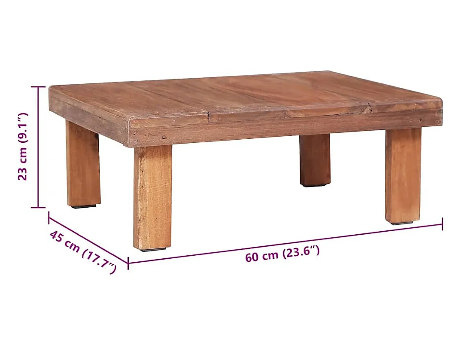 Mesa De Centro*vidaxl Mesa de centro 60x45x23 cm madeira de mogno maciça Natural claro