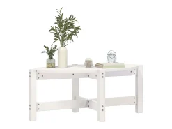 Mesa De Centro| Mesa de centro 87x48x35 cm madeira de pinho maciça PT473442 Branco