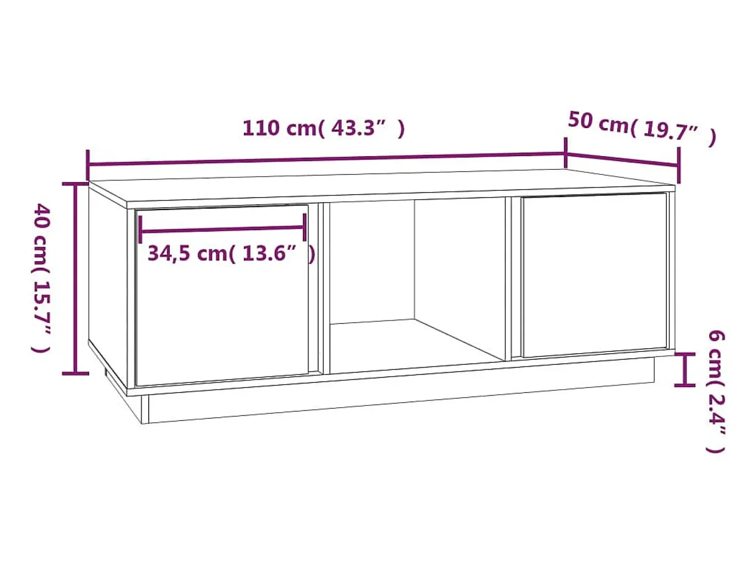 Hot vidaxl Mesa de centro 110x50x40 cm madeira de pinho maciça Preto