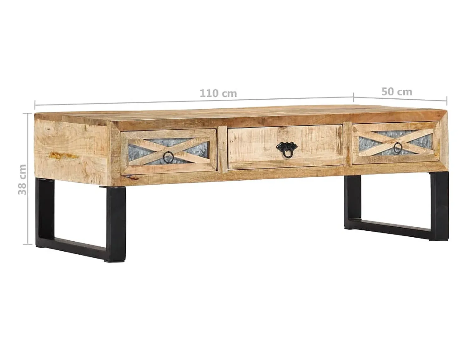 Clearance vidaxl Mesa de centro 110x50x38 cm madeira de mangueira maciça Natural claro