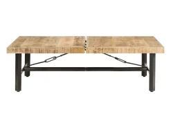 New vidaxl Mesa de centro 142x90x42 cm madeira de mangueira maciça Natural claro
