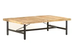 New vidaxl Mesa de centro 142x90x42 cm madeira de mangueira maciça Natural claro