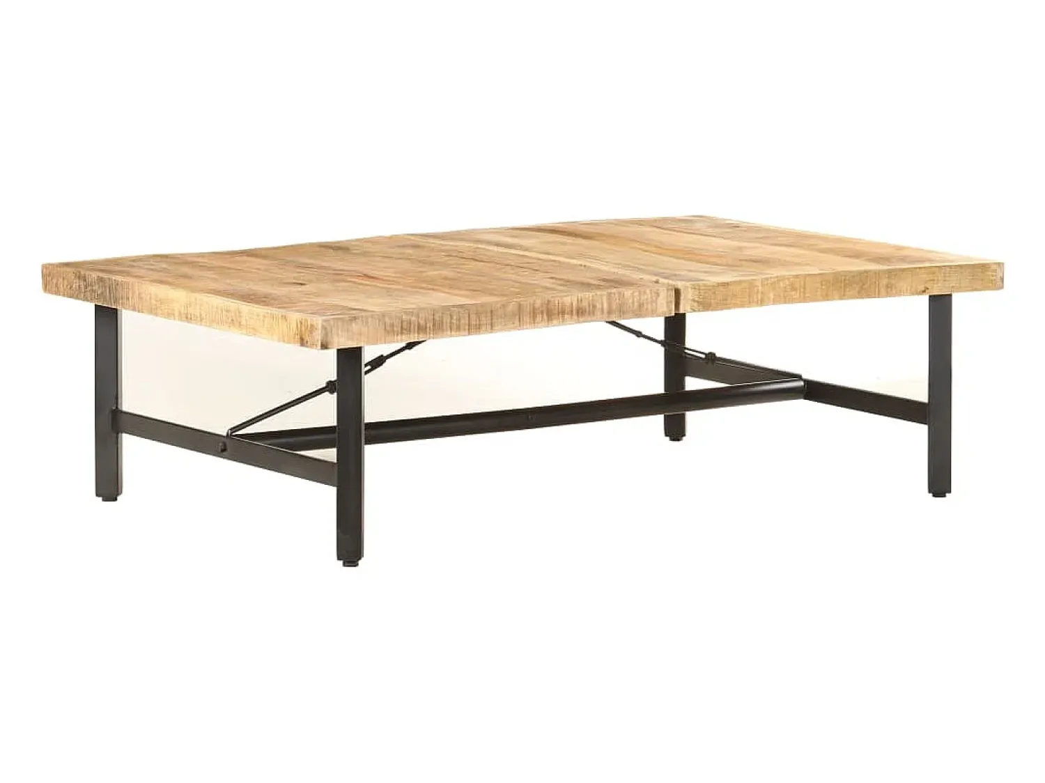 New vidaxl Mesa de centro 142x90x42 cm madeira de mangueira maciça Natural claro