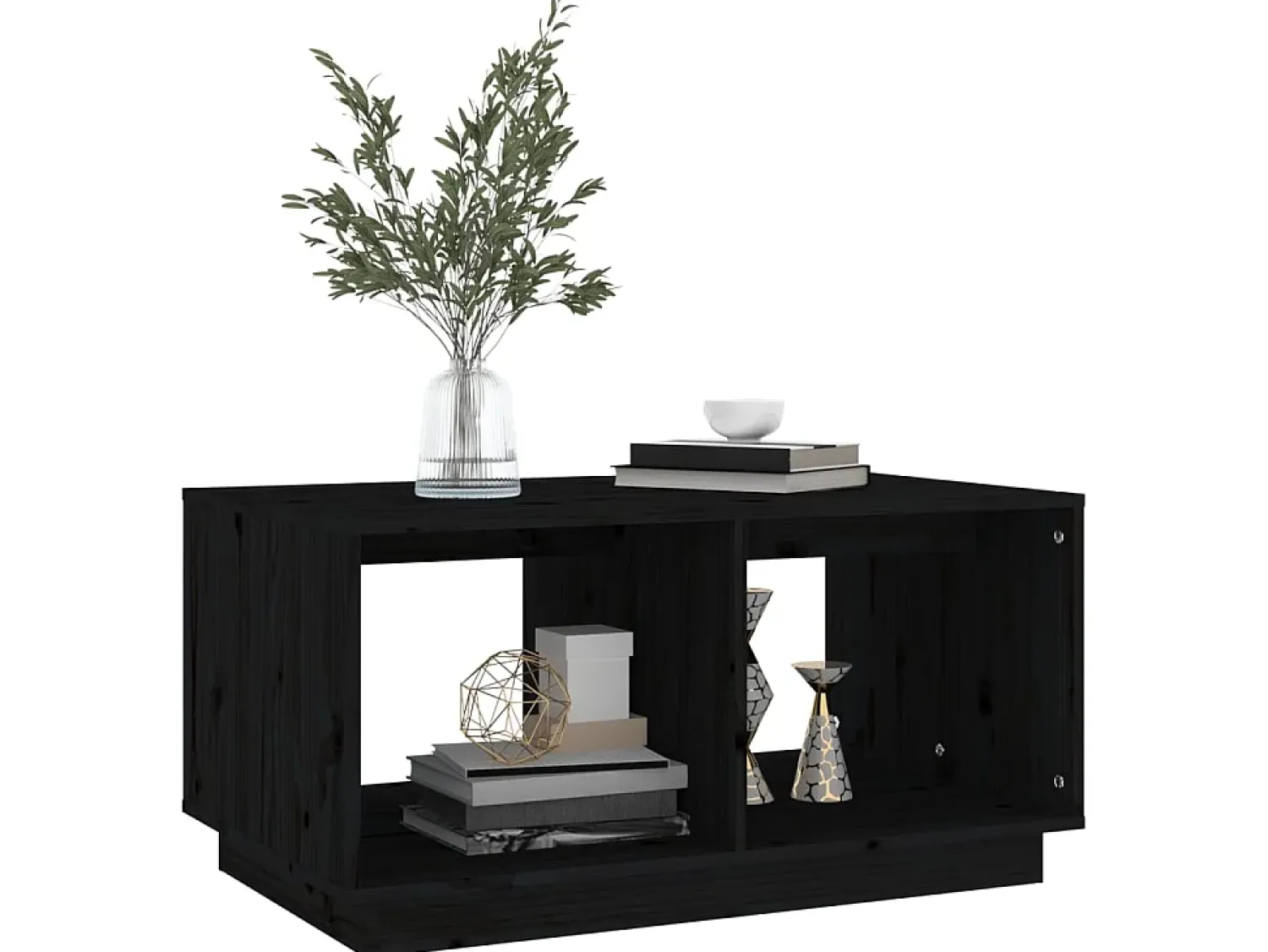 Mesa De Centro| Mesa de centro 80x50x40 cm madeira de pinho maciça PT233258 Preto