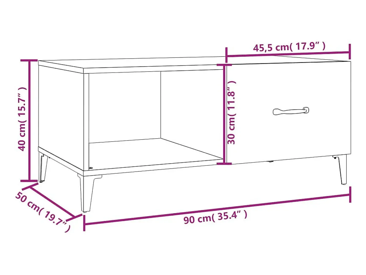 Sale vidaxl Mesa de centro 90x50x40 cm madeira processada Branco