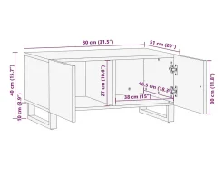 vidaxl Mesa de centro 80x51x40 cm madeira de mangueira maciça^ Mesa De Centro