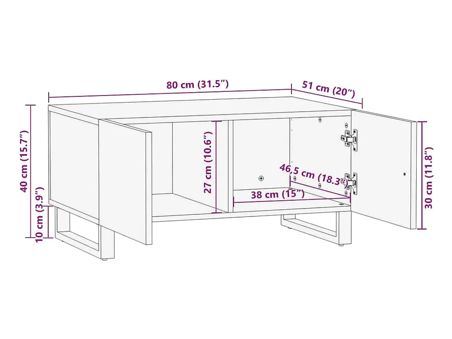 vidaxl Mesa de centro 80x51x40 cm madeira de mangueira maciça^ Mesa De Centro