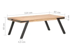 New vidaxl Mesa de centro 114x65x40 cm madeira de mangueira maciça Castanho