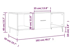 vidaxl Mesa de centro 102x50x40 cm madeira processada^ Mesa De Centro