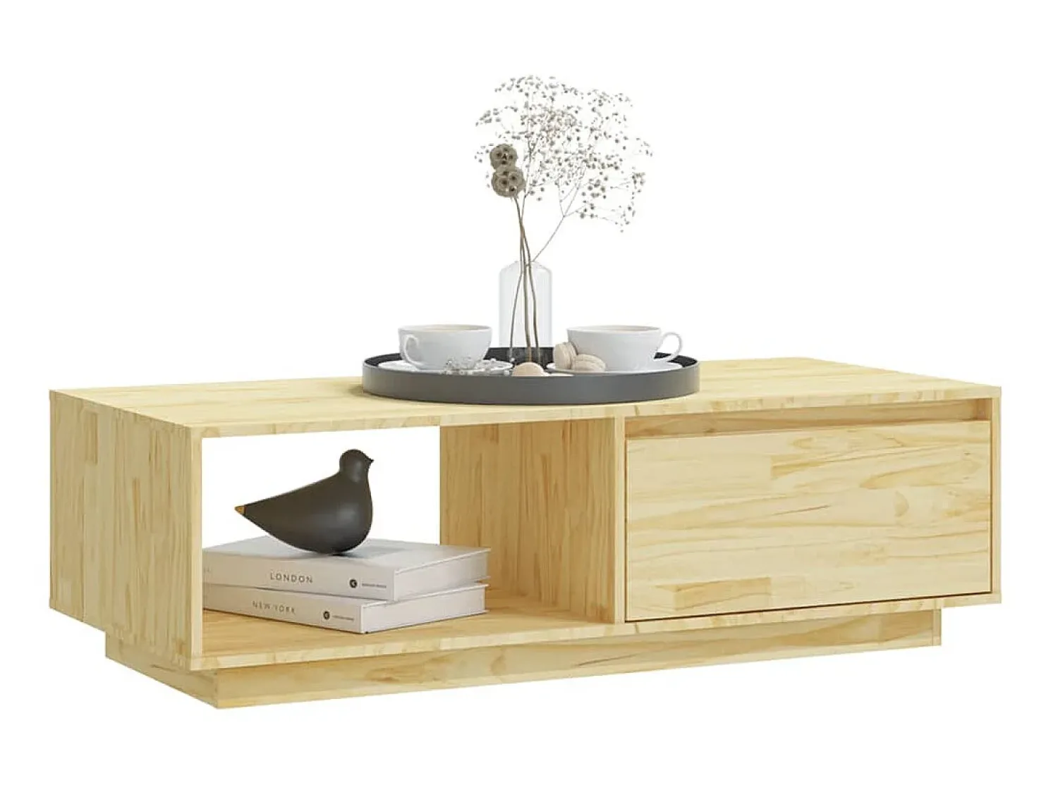 New Mesa de centro 110x50x33,5 cm madeira de pinho maciça PT803981 Castanho