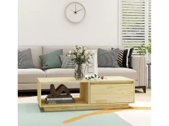 New Mesa de centro 110x50x33,5 cm madeira de pinho maciça PT803981 Castanho