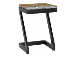 vidaxl Mesa de centro 30x30x50 cm madeira de teca maciça e poliresina^ Mesa De Centro