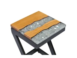 vidaxl Mesa de centro 30x30x50 cm madeira de teca maciça e poliresina^ Mesa De Centro