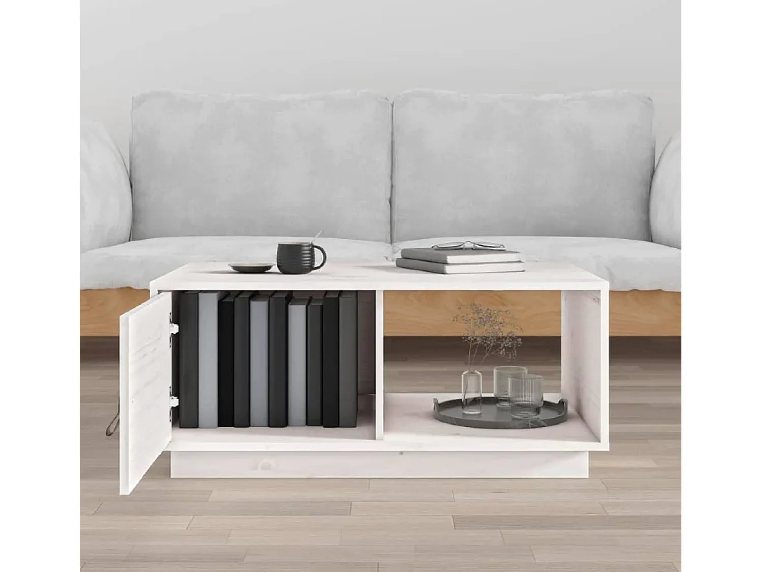 Mesa De Centro| Mesa de centro 80x80x35,5 cm madeira de pinho maciça PT569586 Branco