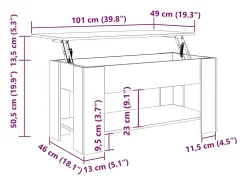 vidaxl Mesa de centro 101x49x52 cm madeira processada cinza cimento^ Mesa De Centro