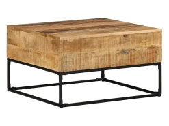 Mesa De Centro| Mesa de centro 68x68x41 cm madeira de mangueira áspera PT752123 Castanho