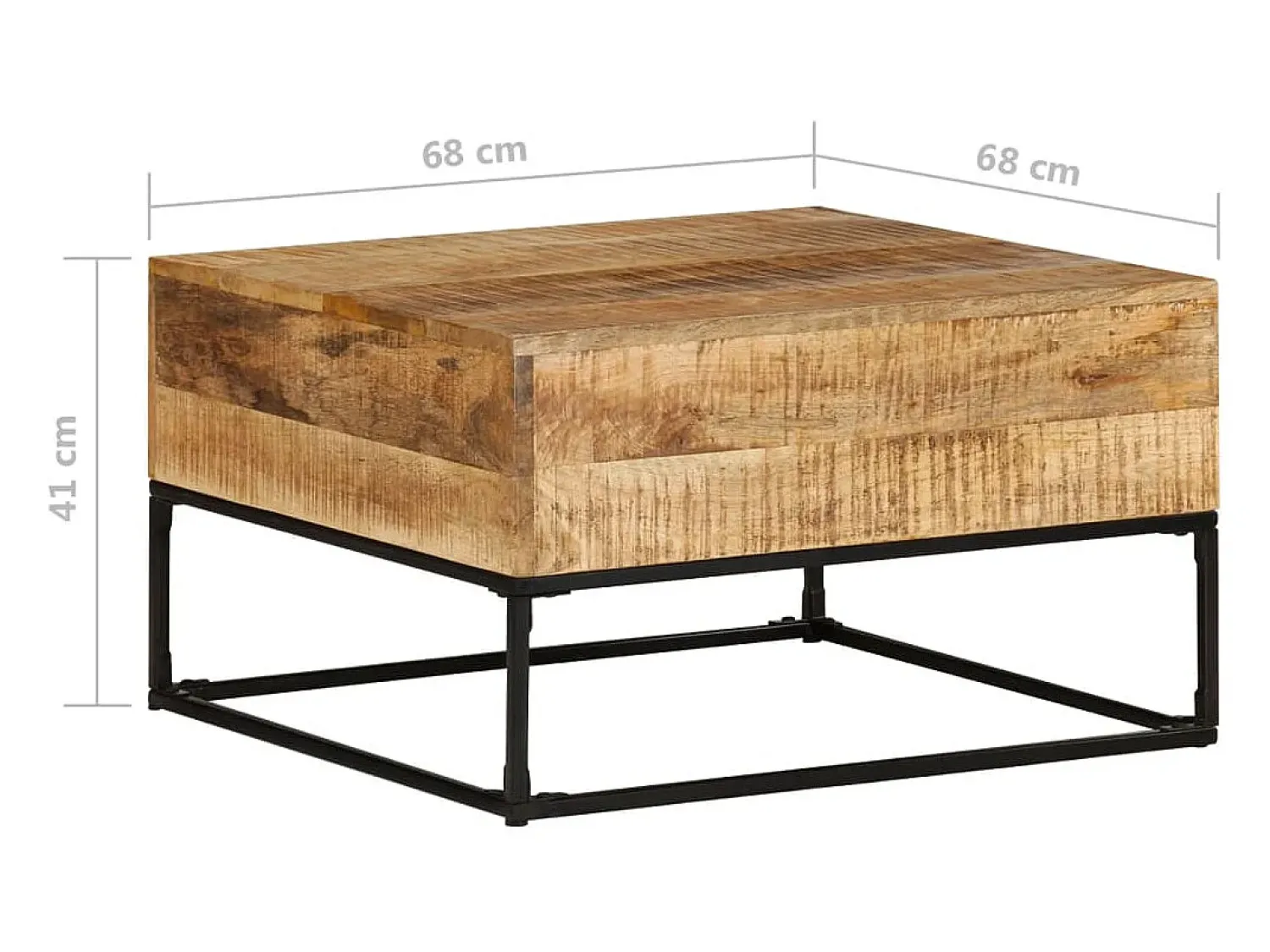 Mesa De Centro| Mesa de centro 68x68x41 cm madeira de mangueira áspera PT752123 Castanho