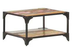 Outlet vidaxl Mesa de centro 60x60x35 cm madeira recuperada maciça Multicor