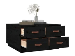 Mesa De Centro* Mesa de centro 80x80x45 cm madeira de pinho maciça PT478254 Preto