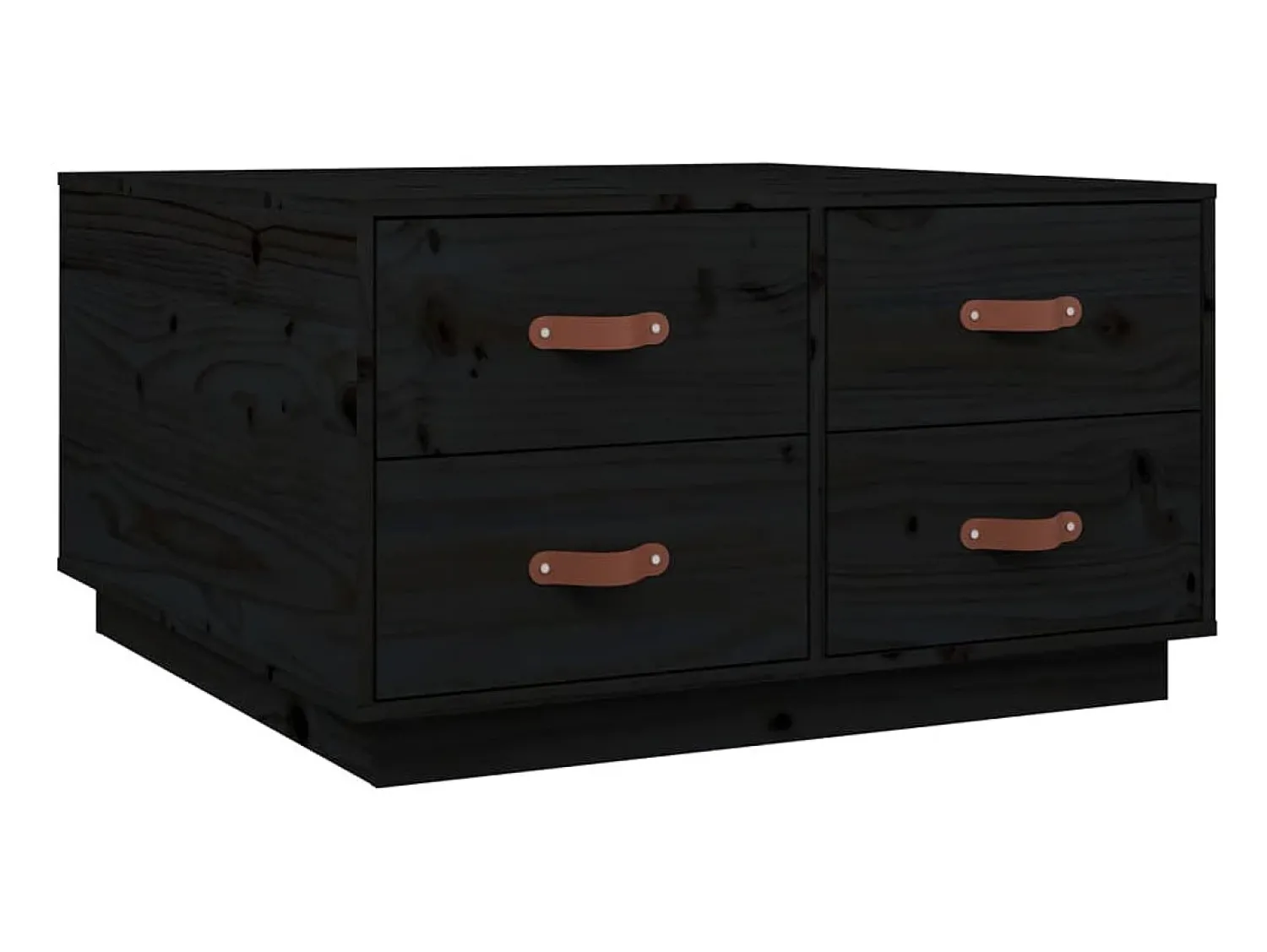 Mesa De Centro* Mesa de centro 80x80x45 cm madeira de pinho maciça PT478254 Preto
