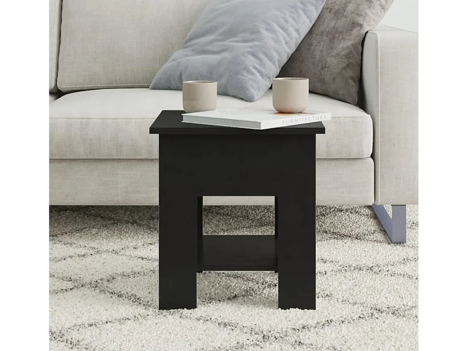 Mesa De Apoio* Mesa de centro 40x40x42 cm madeira processada PT653938 Preto