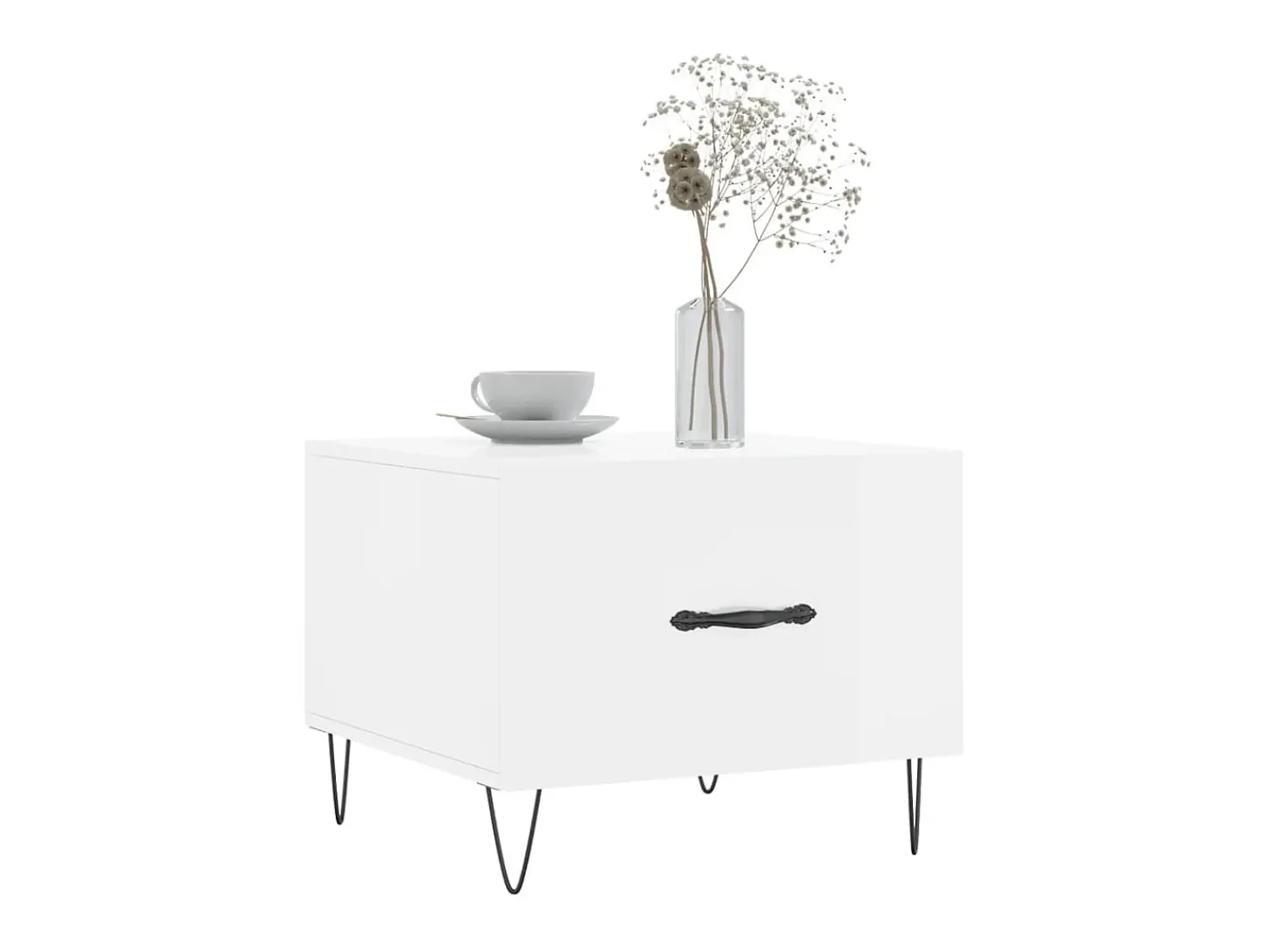 New Mesa de centro 50x50x40 cm madeira processada brilhante PT162174 Branco