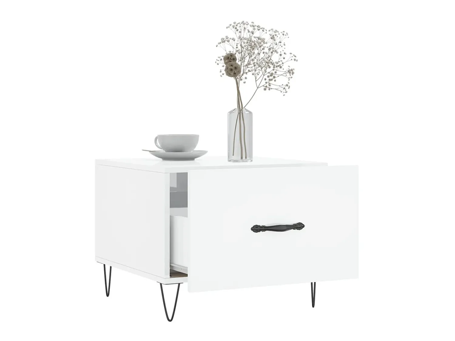 New Mesa de centro 50x50x40 cm madeira processada brilhante PT162174 Branco